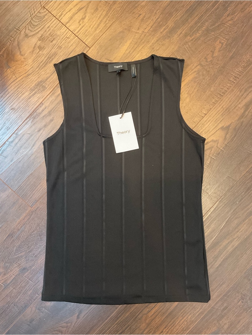 Theory Black Vertical Rib Tank Top
